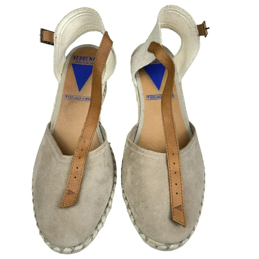 Verbenas Espadrille‎ Sandals Sz 41 / 9.5-10 Strappy Wedges Shoes. Beige, Tan